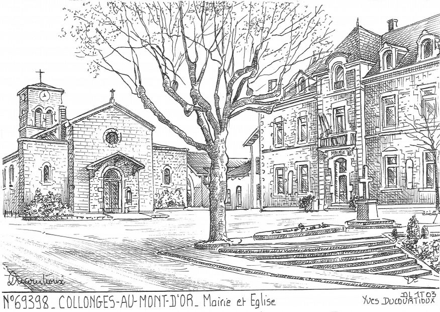 N 69398 - COLLONGES AU MONT D OR - mairie et église